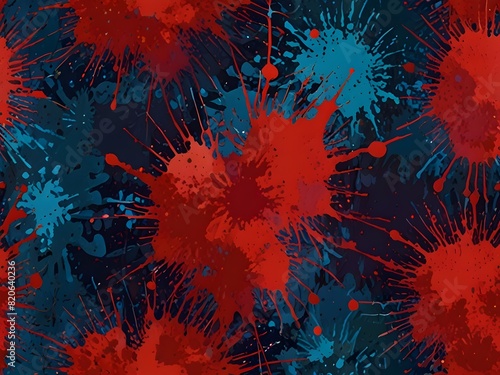 Artistic splatters, red and blue, creative texture, generative AI photo
