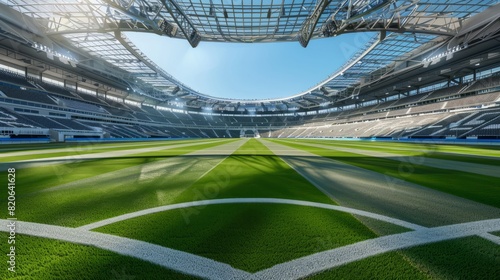 Soccer Field with lines in a stadium. European Championships 2024