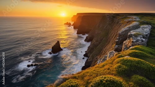 Sunrise over the coastal cliffs