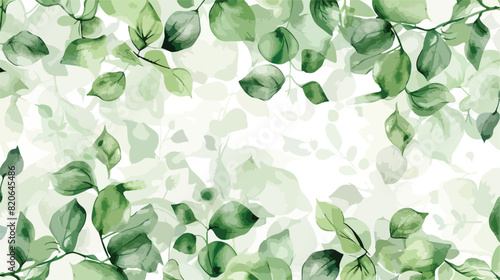 Soft green leaves pattern with watercolor for background