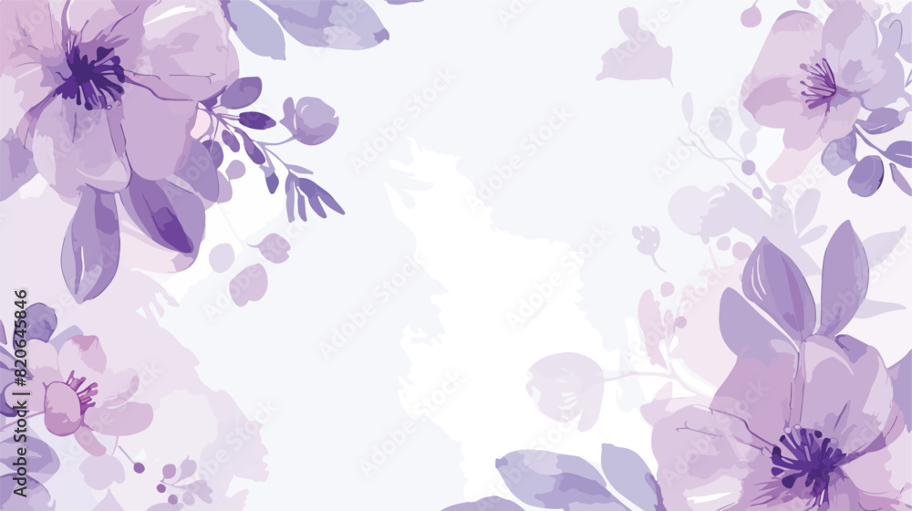 Soft purple floral watercolor frame for wedding birth
