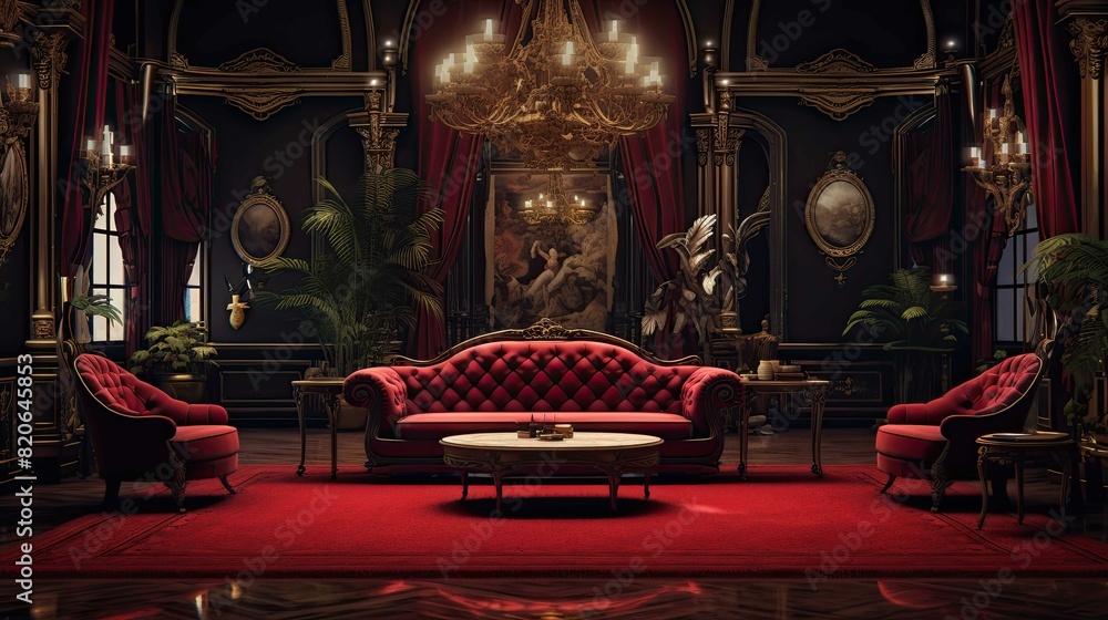 Naklejka premium Interior of a hotel. AI generated art illustration.