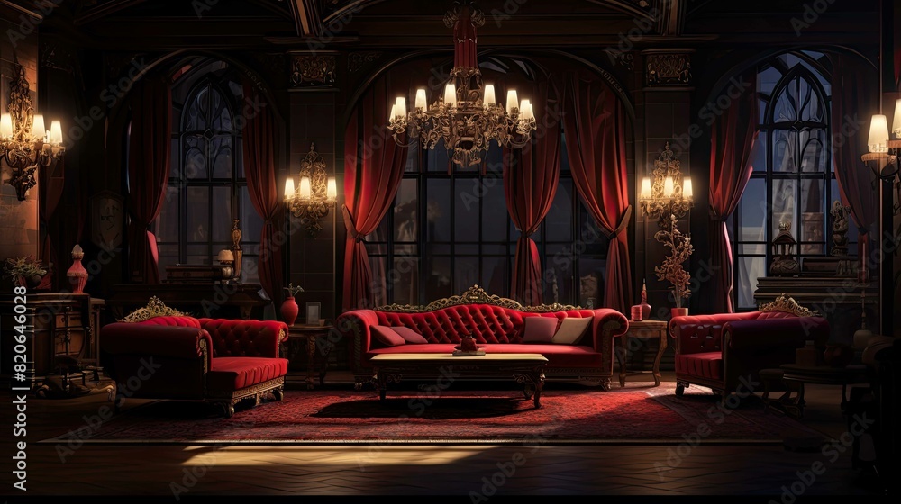 Obraz premium Interior of a hotel. AI generated art illustration.