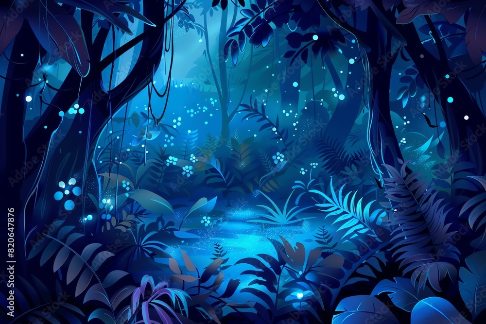 Naklejka premium Glowing tropical forest background