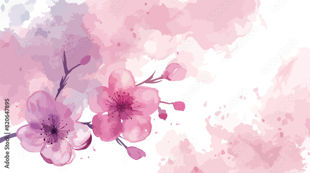 Spring watercolor pink flower for wedding birthday ca