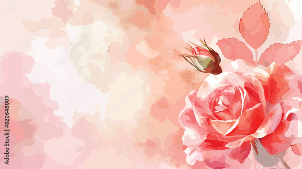 Spring watercolor rose flower for wedding birthday ca