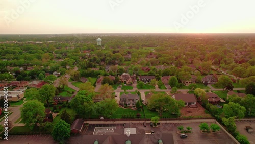 Sunset aerial Arlington Heights, Cook County, Illinois, USA photo