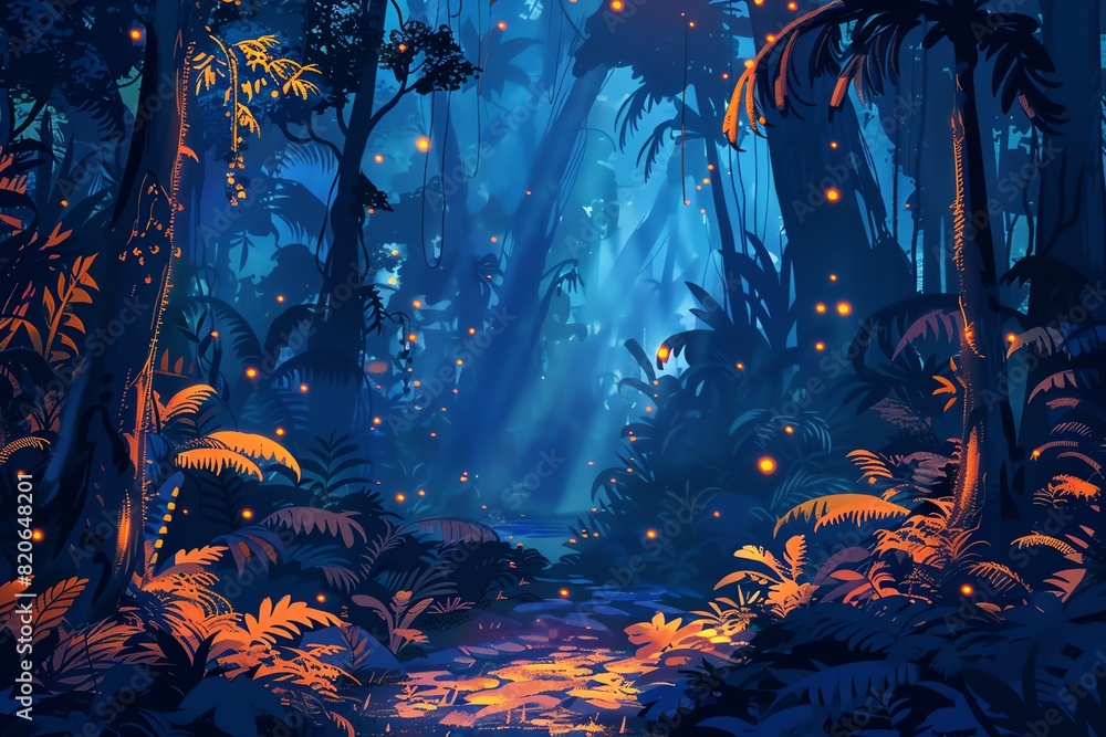 Fototapeta premium Glowing tropical forest background