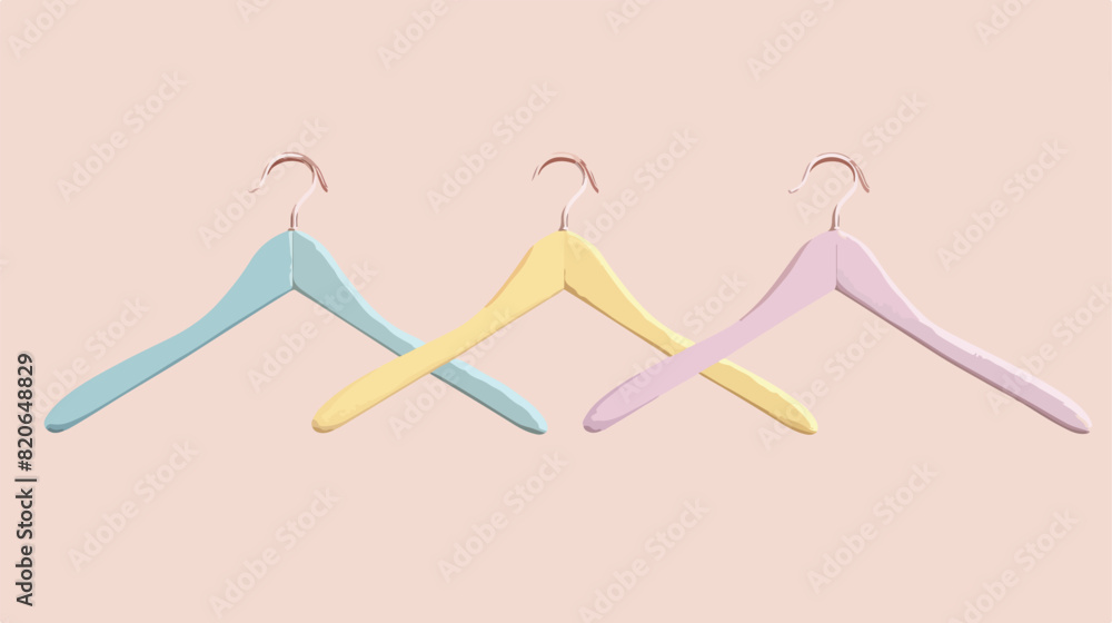 Stylish clothes hangers on light background Vector illustration