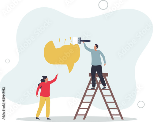 delete or remove opponent opinion, government and politics .flat vector illustration.