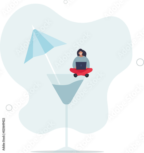 Work anywhere anytime, hybrid work or flexible hour for employee choice to choose where and when to work.flat vector illustration.