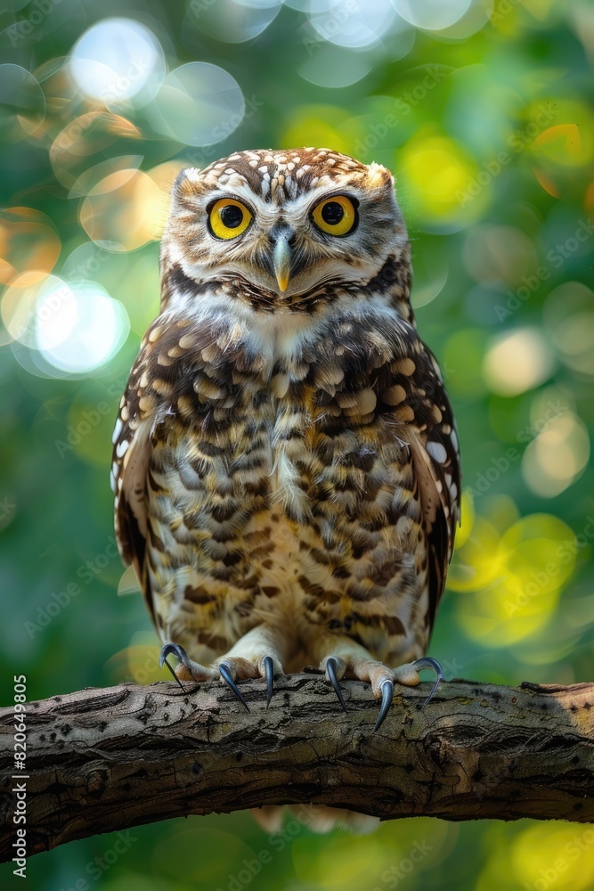 Obraz premium Portrait of an Owl. Cute wild owl on nature background.