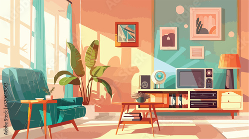 Stylish interior of modern living room Vector illustration