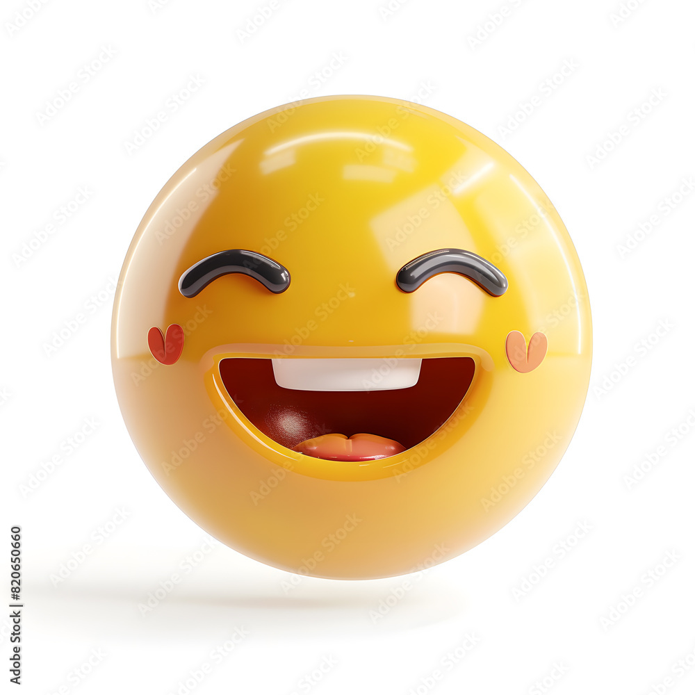 3D cute yellow smile icon isolated on white background 3D cute yellow smile icon isolated on white background