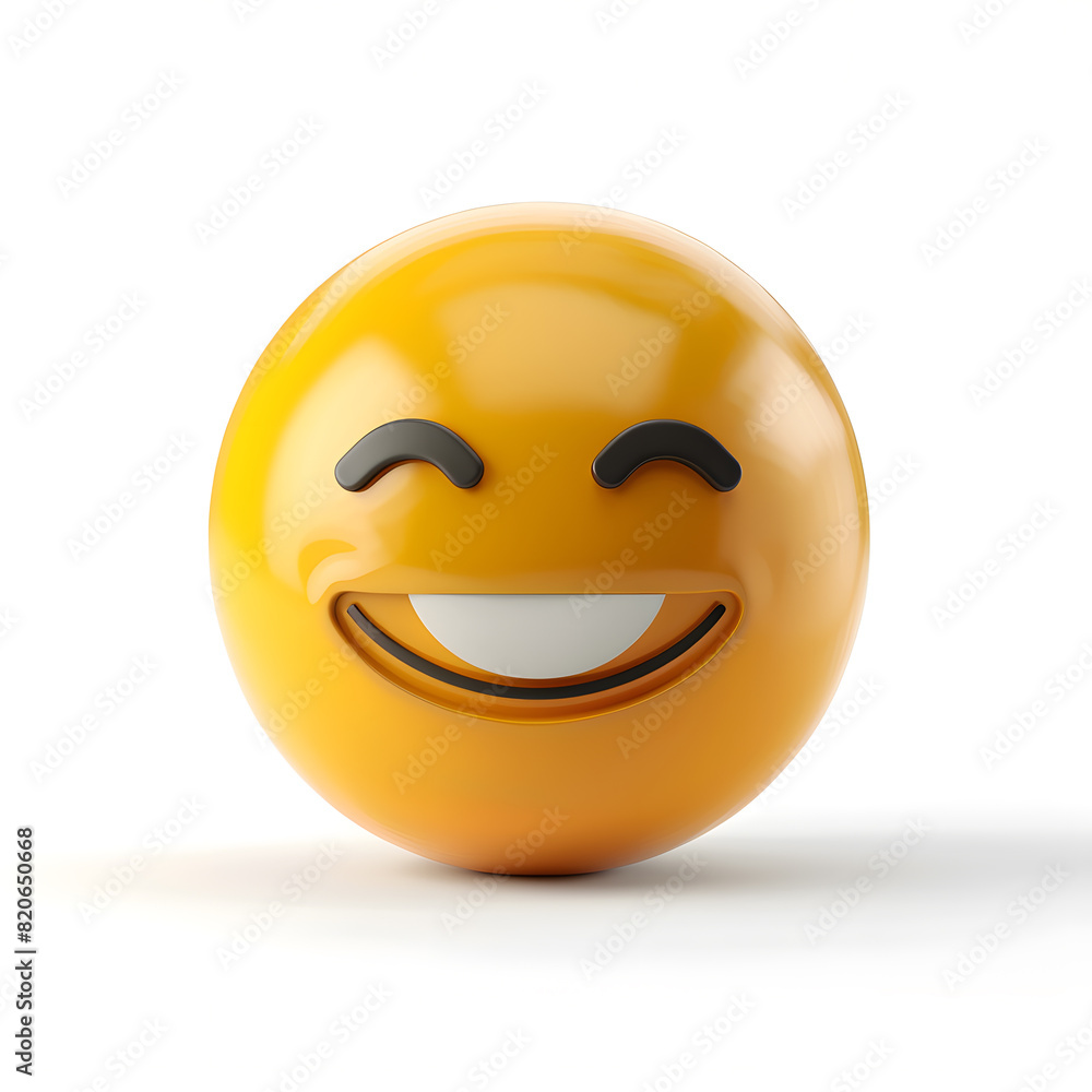 3D cute yellow smile icon isolated on white background 3D cute yellow smile icon isolated on white background