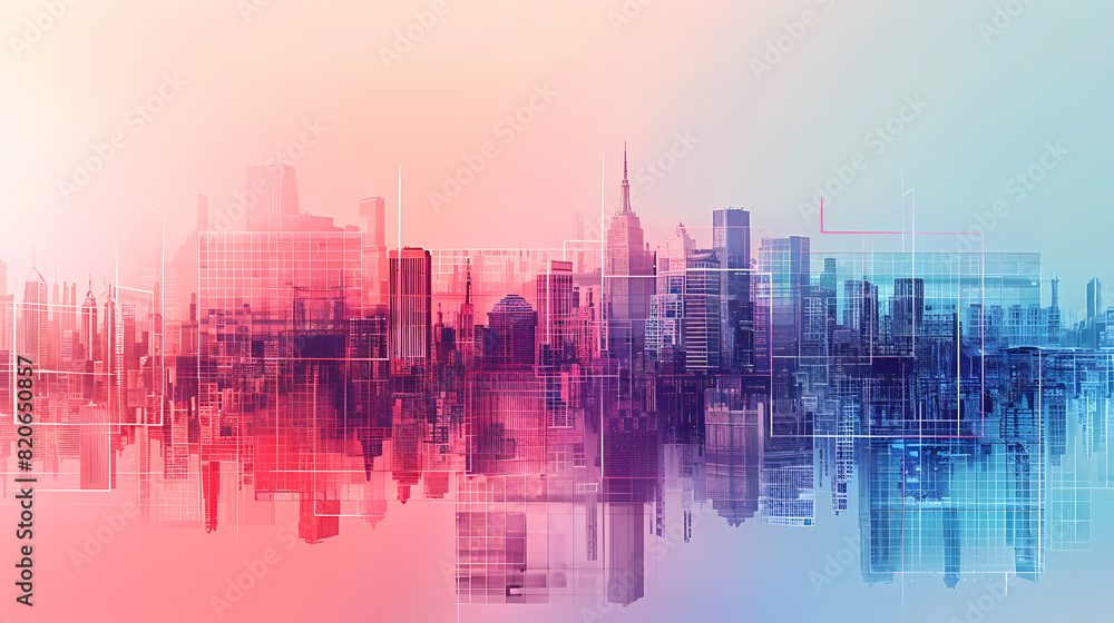 Futuristic cityscape of digital lines and holographic architecture Futuristic cityscape of digital lines and holographic architecture