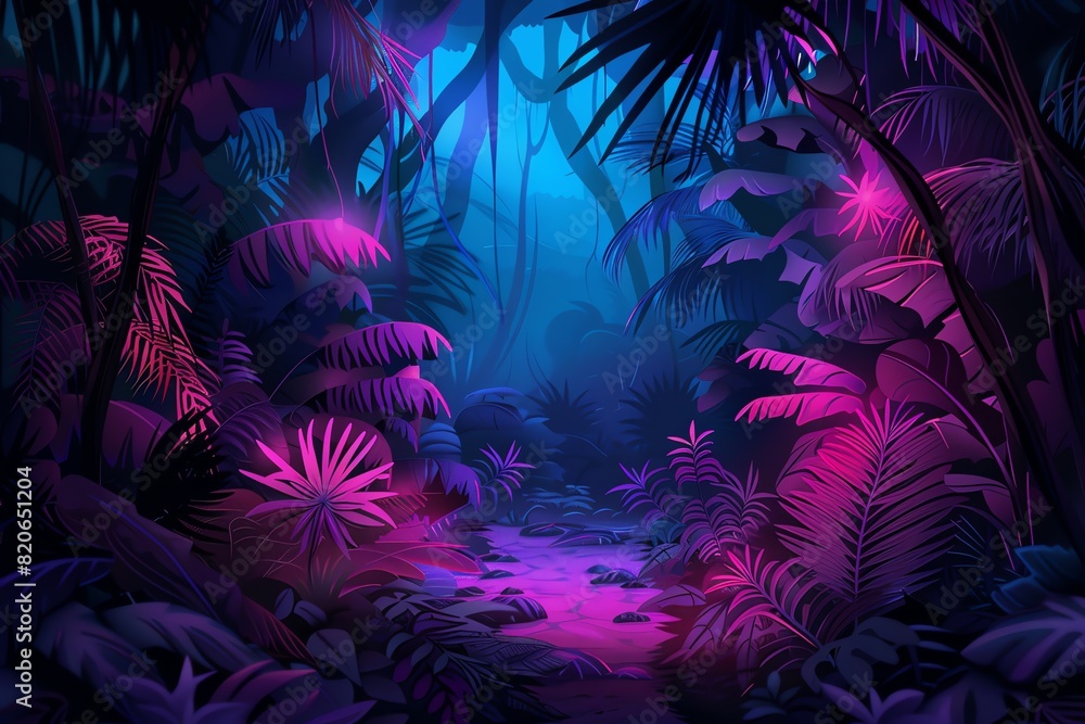 Glowing tropical forest background