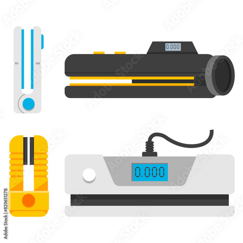 Sealing machines vector cartoon set isolated on a white background.