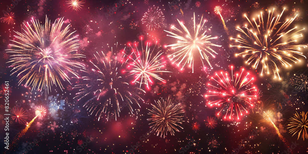 Fototapeta premium Abstract colored firework background with free space for text 