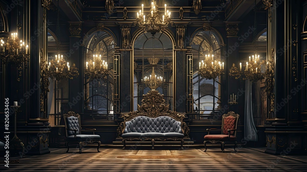 Obraz premium Interior of a luxury hotel. AI generated art illustration.