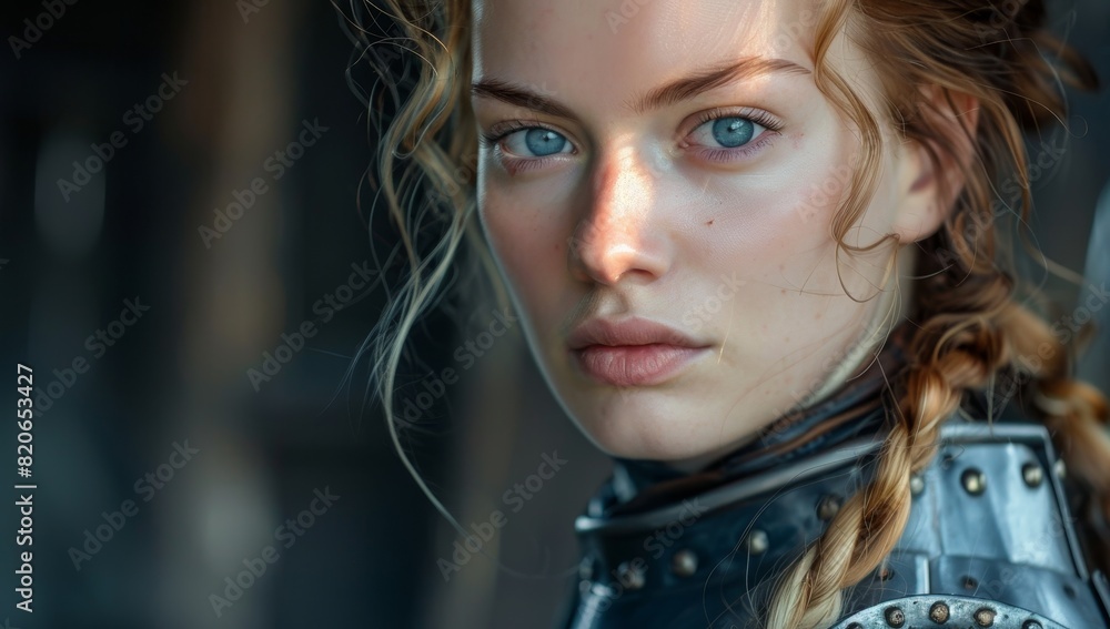 Fototapeta premium Thoughtful woman with piercing blue eyes