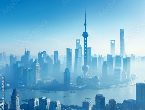 Describe a city cloaked in smog  its skyline barely visible  The images are of high quality and clarity