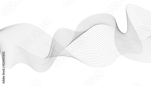 Modern wave line background. Abstract flowing line patterns. Black lines on white background. Wavy stripes on white isolated background.