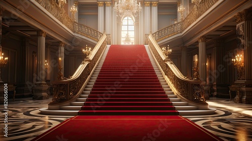 Red carpet in the church. AI generated art illustration.