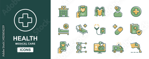 health care icon vector set medical life patient treatment symbol illustration for web and app