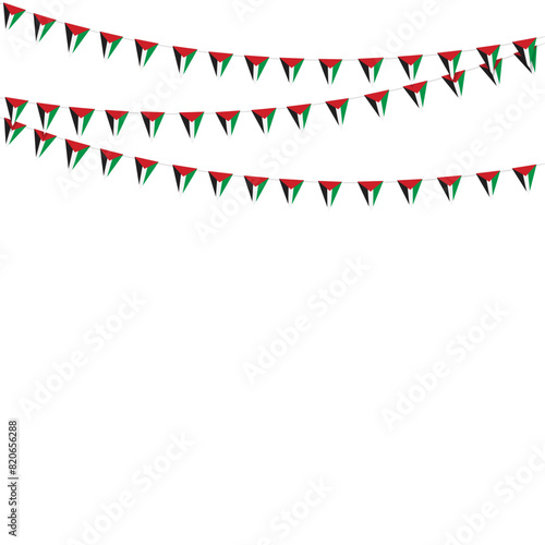 Bunting flags of Palestine flag on white background.