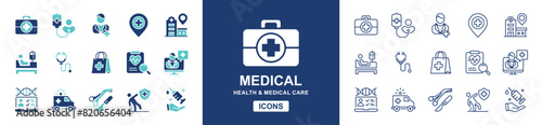 medical care icon vector set hospital health digital medicine diagnosis treatment signs illustration