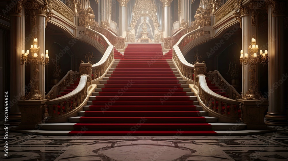 Obraz premium Red carpet in the church. AI generated art illustration.