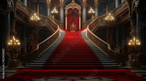 Red carpet in the church. AI generated art illustration.