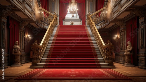 Red carpet in the church. AI generated art illustration.