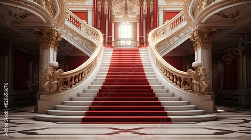 Red carpet in the church. AI generated art illustration.