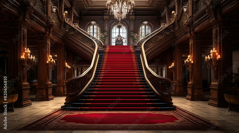 Red carpet in the church. AI generated art illustration. Red carpet in the church. AI generated art illustration.