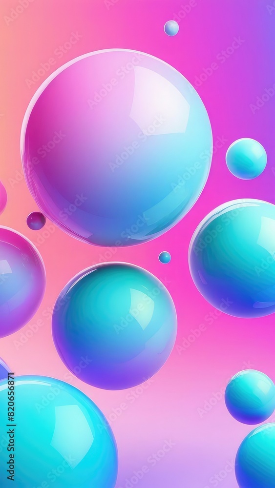 Abstract background featuring a dynamic wallpaper adorned with vibrant circles illuminated by pink and blue spheres of light, presenting a unique design template in soft pastel hues. Abstract background featuring a dynamic wallpaper adorned with vibrant circles illuminated by pink and blue spheres of light, presenting a unique design template in soft pastel hues.