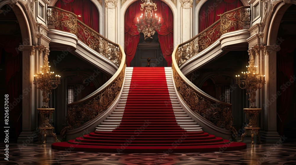 Obraz premium Red carpet in the church. AI generated art illustration.