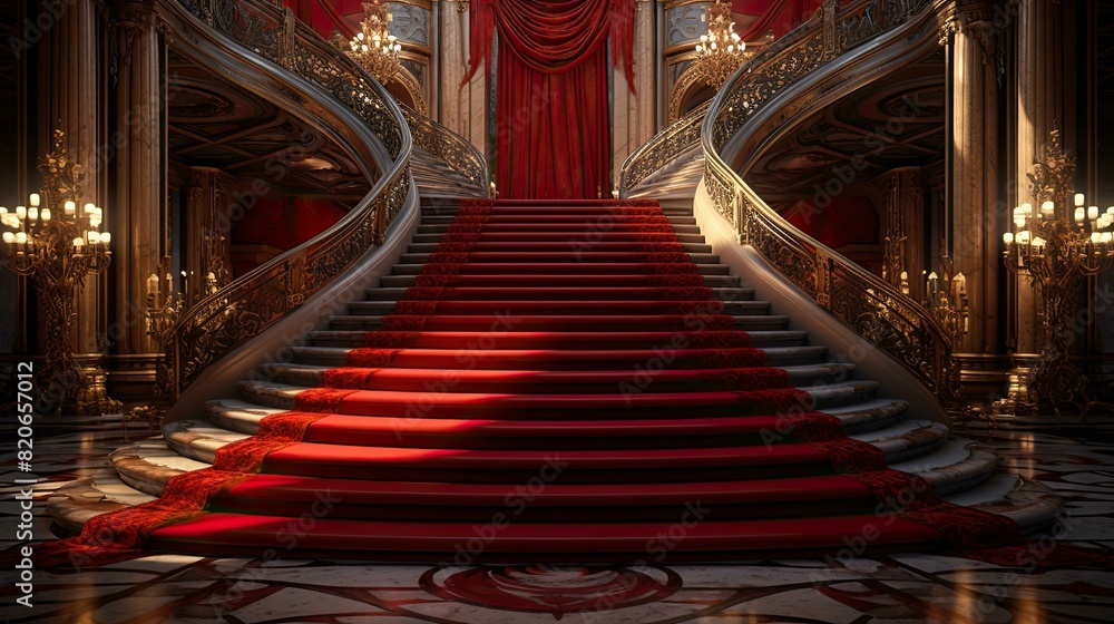 Obraz premium Red carpet in the church. AI generated art illustration.