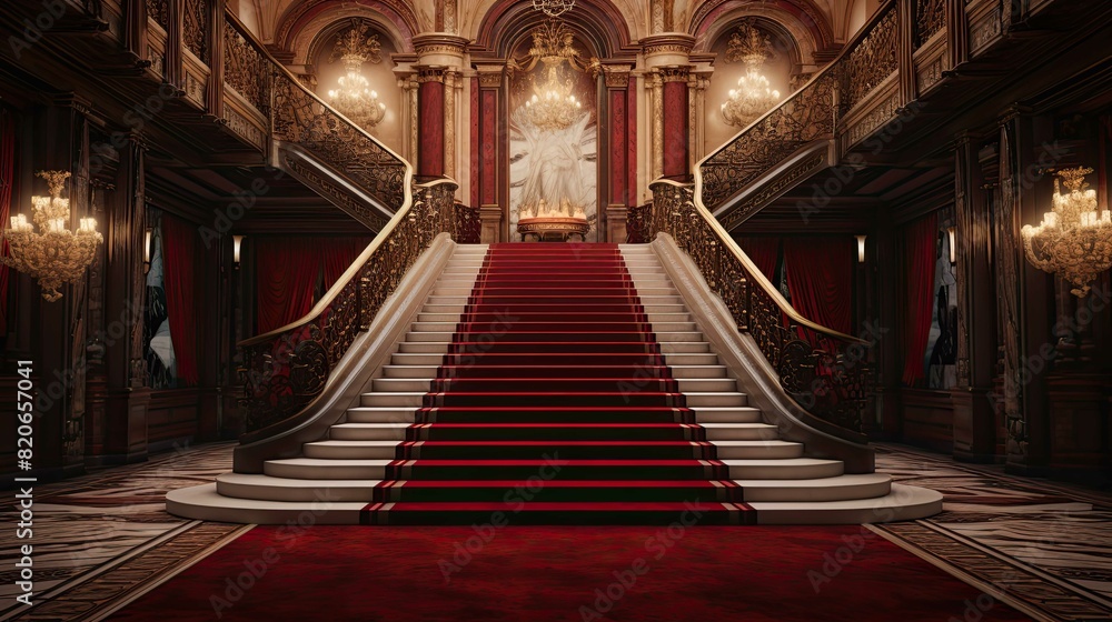 Obraz premium Red carpet in the church. AI generated art illustration.