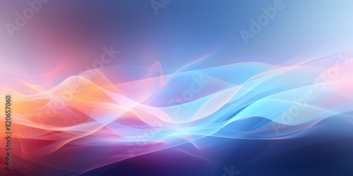 Abstract Colorful Light Waves on Blue Gradient Background