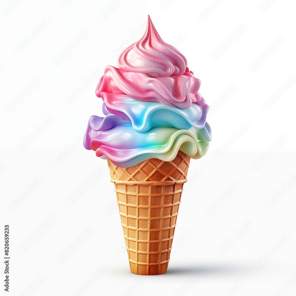 Rainbow an ice cream realistic isolated on transparent background Rainbow an ice cream realistic isolated on transparent background