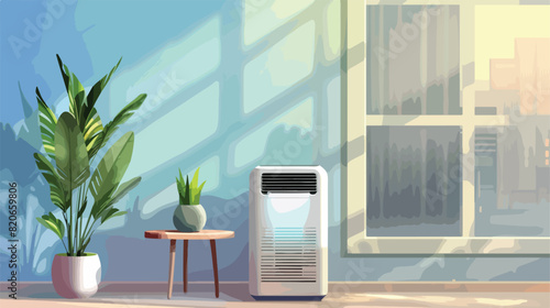 Air purifier on table in room closeup Vector illustration photo
