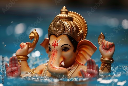 Emotional moments of ganesh chaturthi  capturing the idol immersion ceremony in rivers and oceans photo