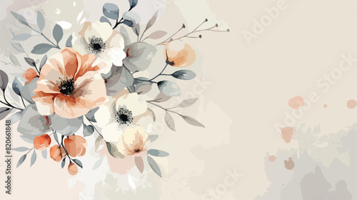 Vintage watercolor flower bouquet for background wedd