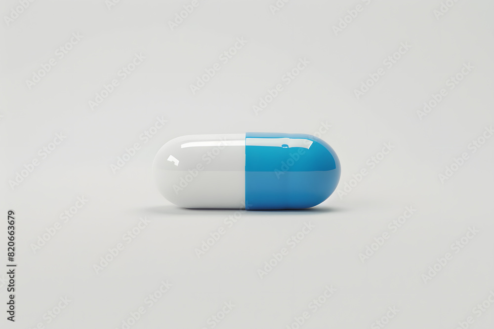 Blue and white pill isolated on white background Blue and white pill isolated on white background