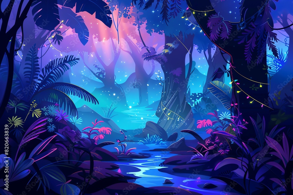 Obraz premium fairy painting jungle background scene