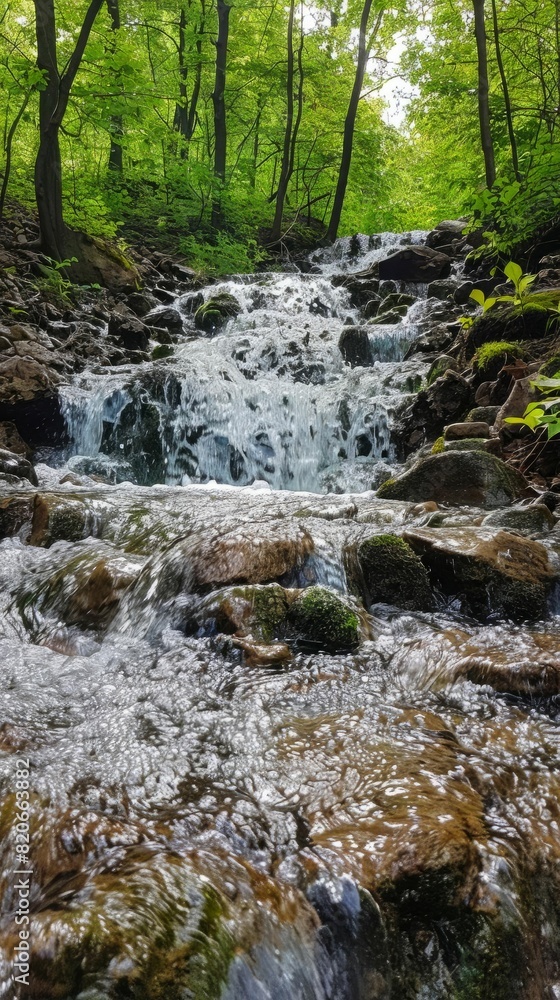 Fototapeta premium Small waterfall in the middle of green forest