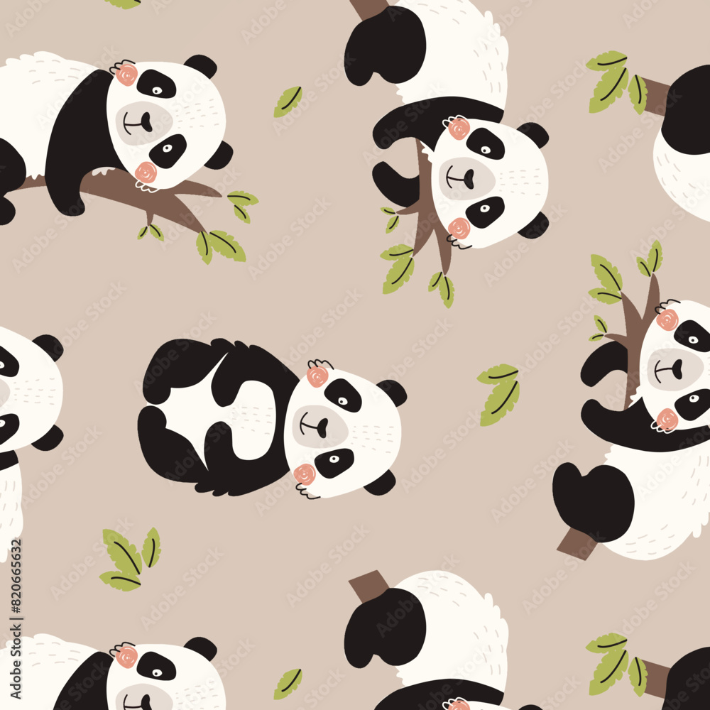 Obraz premium seamless pattern with panda