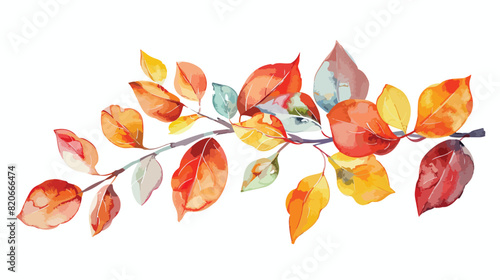 Watercolor fall leaves leaf separate autumn yellow or